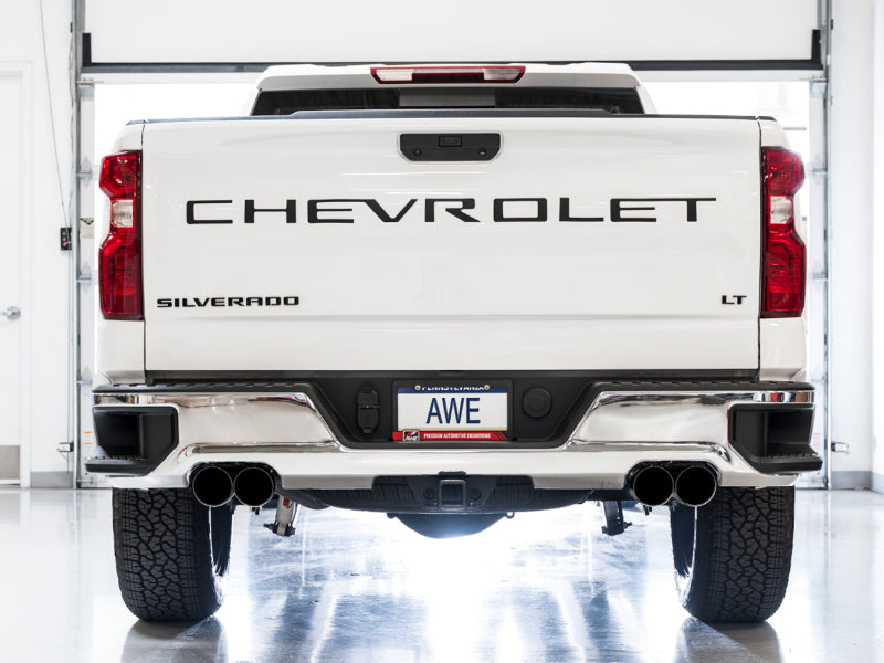 AWE Tuning 4th Gen GM 1500 5.3L 0FG Cat-Back Split Rear Exit (w/ Bumper Cutouts) - Quad Diamond Tips Secondary image