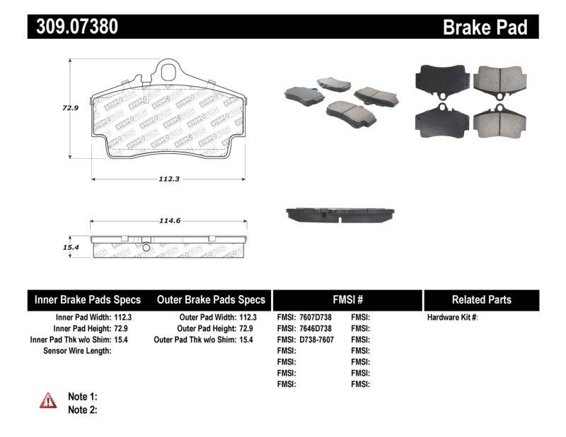StopTech Performance 97-04 Porsche Boxster / 00-08 Boxster S / 98-08 911 Rear Brake Pads (view 8)