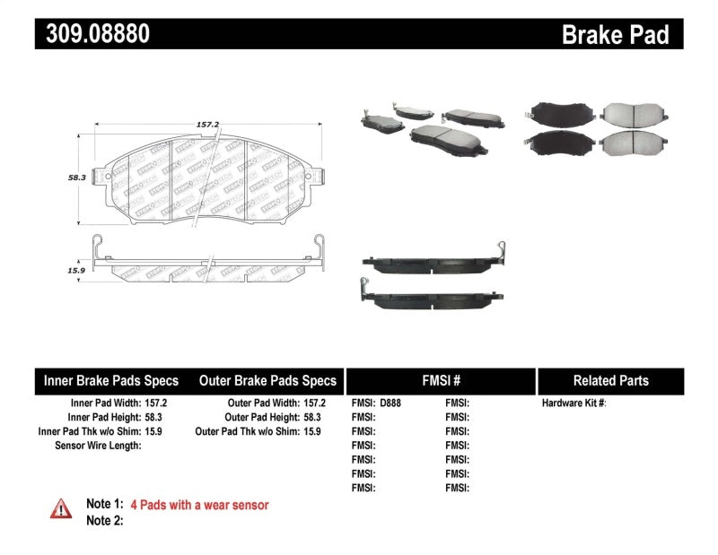 StopTech Performance 06-08 350Z w/ Std Brakes / 06-08 Infiniti G35 Front Brake Pads Main image