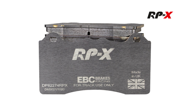 EBC Racing 04-05 Mitsubishi Lancer Evo 8 2.0L Turbo (FQ400 w/Alcon Caliper) RP-X Front Brake Pads Main image