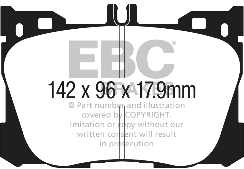 EBC 2017+ Mercedes-Benz E300 (W213) 2.0L Turbo Redstuff Front Brake Pads (view 3)