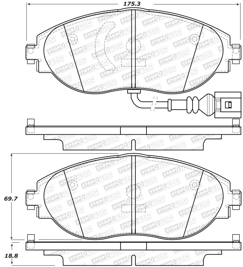 StopTech Sport 12-17 Volkswagen CC Front Brake Pads (view 2)