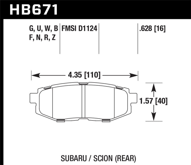 Hawk 13 Scion FR-S / 13 Subaru BRZ/10-12 Legacy 2.5 GT/3.6R HT-10 Race Rear Brake Pads (view 2)