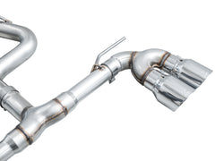 AWE Tuning MK8 Volkswagen Golf R 3in Track Edition Quad Exhaust - Chrome Silver Tips