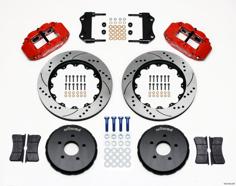 Wilwood Narrow Superlite 6R Front Hat Kit 14.00in Drill Red Nissan 350Z/Fiti G35 Main image