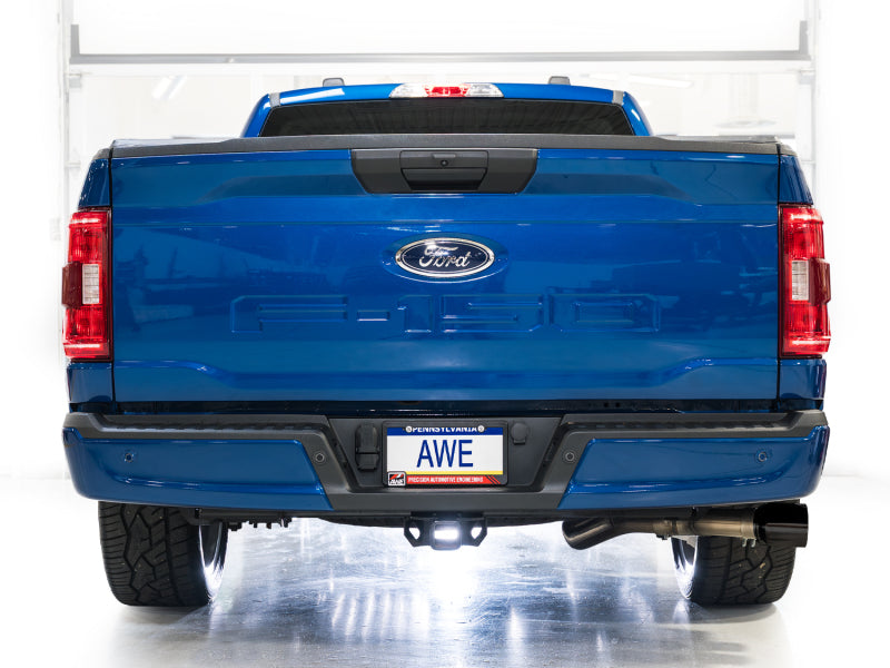 AWE 21-25 Ford F150 (14th Gen Reg Cab) Cat-Back Exhaust - 4.5in Dual Side Exit Diamond Black Tips (view 8)