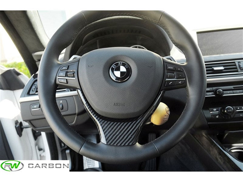 BMW F10 F12 Carbon Fiber Steering Wheel Trim Secondary image