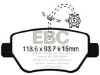 EBC 14-17 Maserati Ghibli (330 PS Package ONLY) Yellowstuff Rear Brake Pads (view 3)