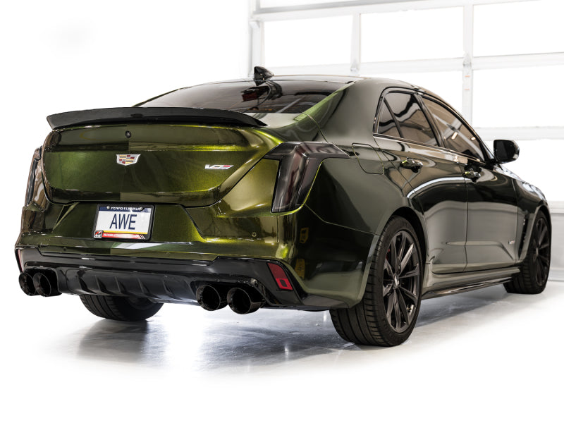 AWE Tuning 2021+ Cadillac CT4-V Blackwing SwitchPath Exhaust - Diamond Black Tips (view 8)