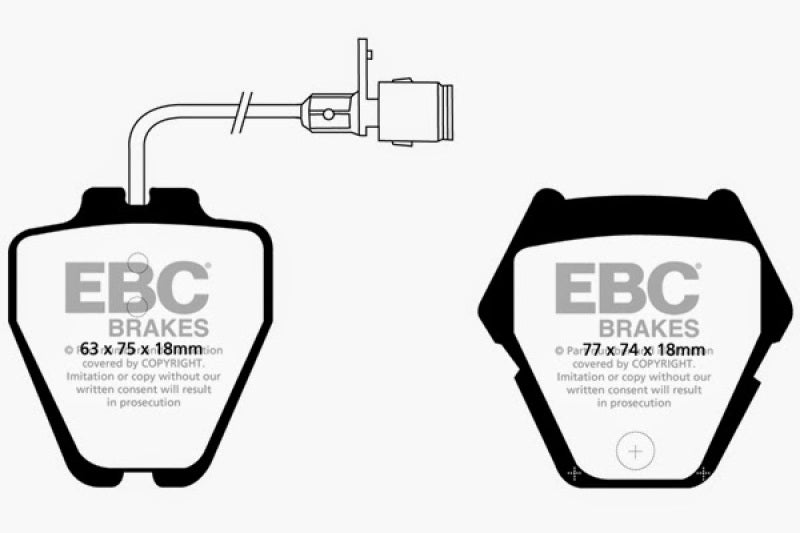 EBC 00-03 Audi A8 Quattro 4.2 (8 Pad Set) Ultimax2 Front Brake Pads (view 2)
