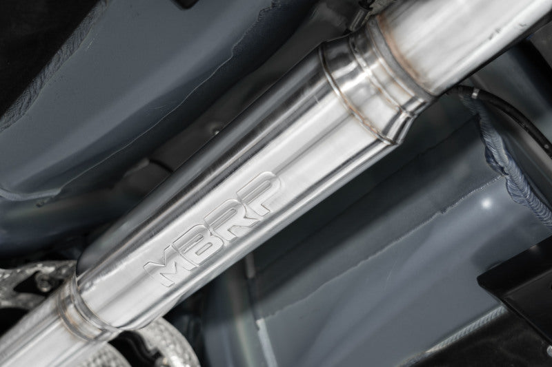 MBRP 2022+ Subaru WRX 3in Cat-Back Dual Split Rear Quad Carbon Fiber Tips Race Profile Exhaust (view 3)