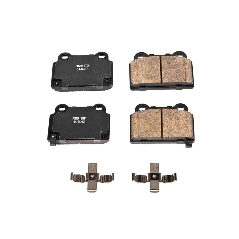 Power Stop 08-15 Mitsubishi Lancer Rear Z17 Evolution Ceramic Brake Pads w/Hardware Main image