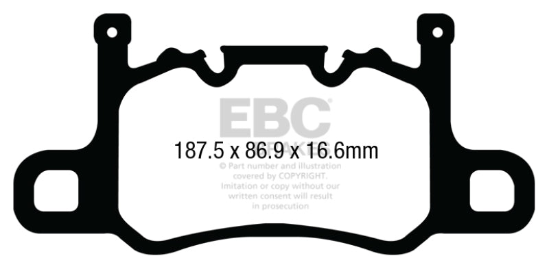 EBC 13-15 Porsche 911 (991) (Cast Iron Rotor only) 3.8 GT3 Yellowstuff Rear Brake Pads (view 4)
