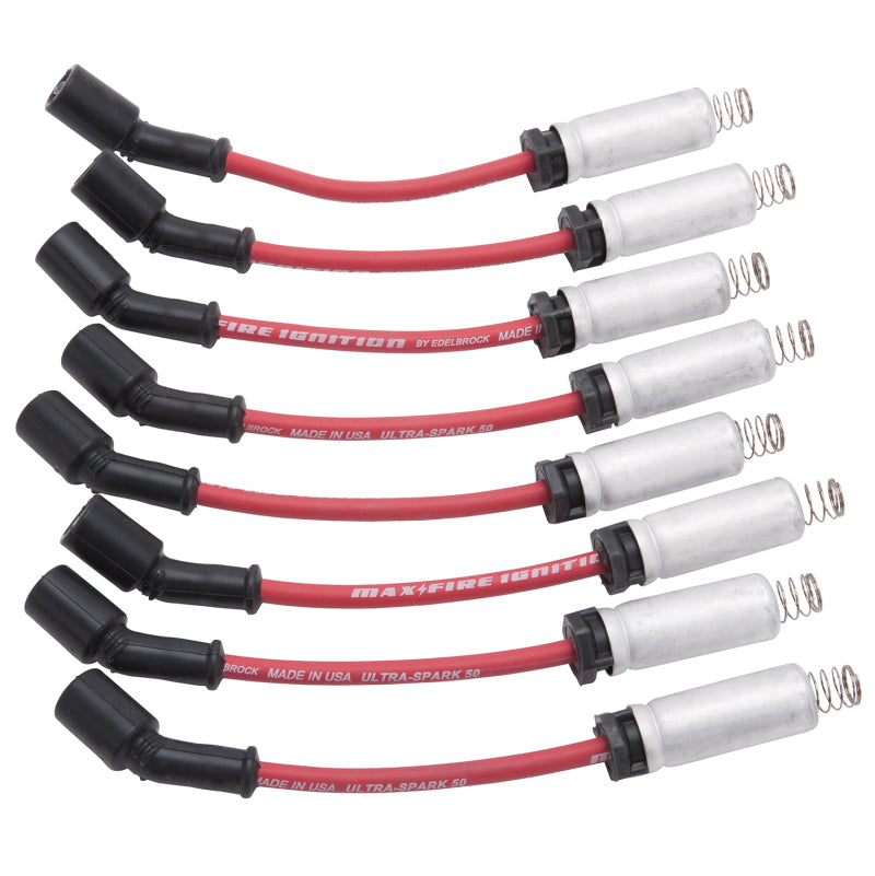 Edelbrock Spark Plug Wire Set Ls Kit w/ Metal Sleeves 99-15 50 Ohm Resistance Red Wire (Set of 8) Secondary image