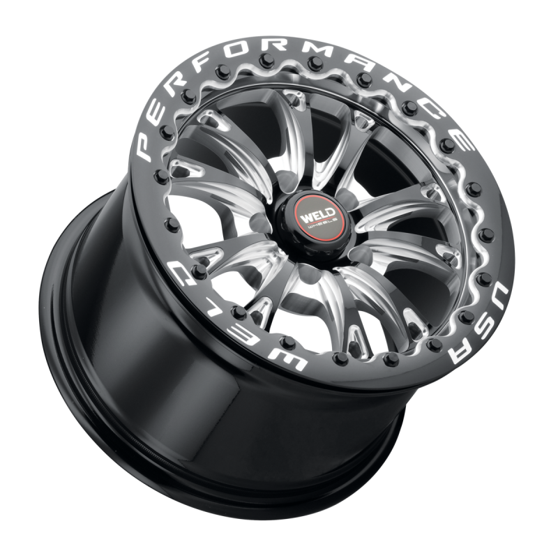Weld Belmont Beadlock 15x10 / 5x120.65 BP / ET45 BS7.27 Gloss Black MIL DIA 78.1 (view 3)