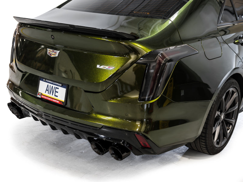 AWE Tuning 2021+ Cadillac CT4-V Blackwing SwitchPath Exhaust - Diamond Black Tips (view 9)