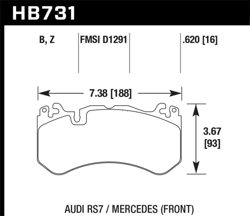 Hawk 13-16 Mercedes SL Class / 16-17 Audi RS7 Performance Ceramic Front Brake Pads (view 4)
