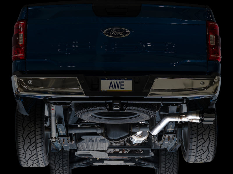 AWE 21-25 Ford F150 (14th Gen Reg Cab) Cat-Back Exhaust - 4.5in Dual Side Exit Diamond Black Tips (view 10)