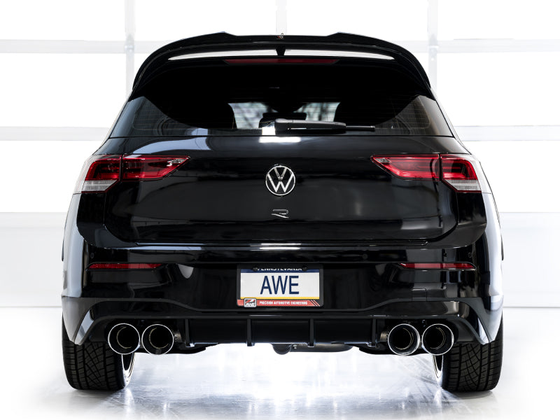 AWE Tuning MK8 Volkswagen Golf R 3in Touring Edition Quad Exhaust - Chrome Silver Tips (view 9)