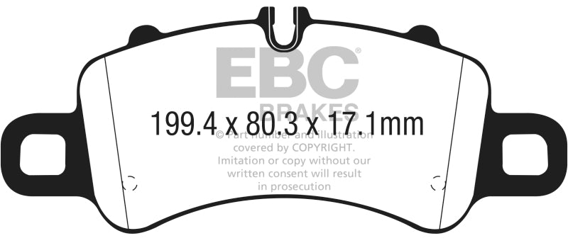 EBC 17-18 Porsche 718 Boxster 2.5L Redstuff Front Brake Pads (view 3)