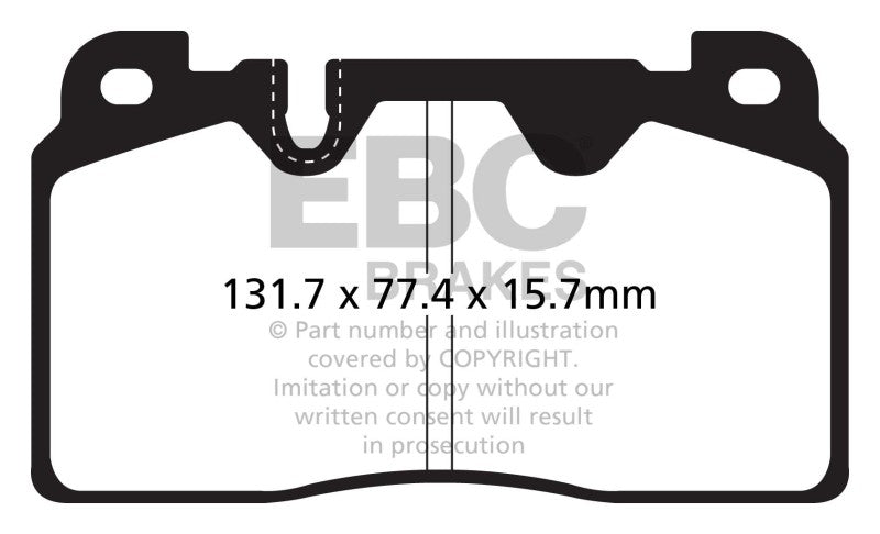 EBC 12+ Audi Q5 2.0 Turbo (Brembo) Yellowstuff Front Brake Pads (view 4)