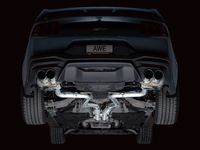 AWE 2024 Ford Mustang GT Fastback S650 RWD SwitchPath Cat-Back Exhaust w/ Quad Chrome Silver Tips (view 11)