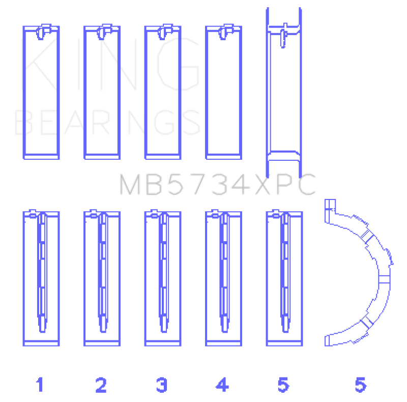 King Engine Bearings Ford 302 CID Coyote (Size STD) Performance Coated Main Bearing Set - Size STD (view 4)