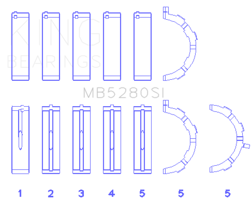 King Engine Bearings Ford 281CI/330CI 4.6L/5.4L V8 (Size +0.75) Main Bearing Set (view 3)