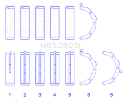 King Engine Bearings Ford 281CI/330CI 4.6L/5.4L V8 (Size +0.25) Main Bearing Set