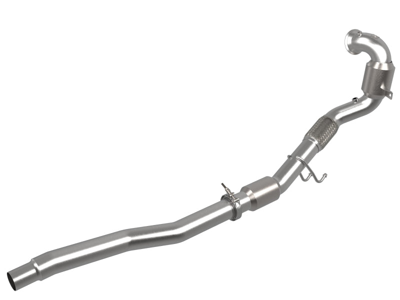 aFe Power Twisted Steel Down Pipe 3in 304 Stainless Steel w/ Cat 15-18 VW Golf R MKVII L4-2.0L (t) Main image