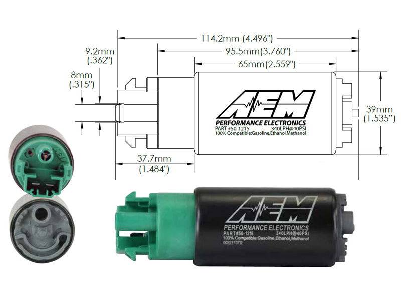 AEM 340LPH 65mm Fuel Pump Kit w/ Mounting Hooks - Ethanol Compatible (view 6)