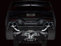 AWE 2024 Ford Mustang Dark Horse S650 RWD Track Edition Cat-Back Exhaust w/ Quad Chrome Silver Tips