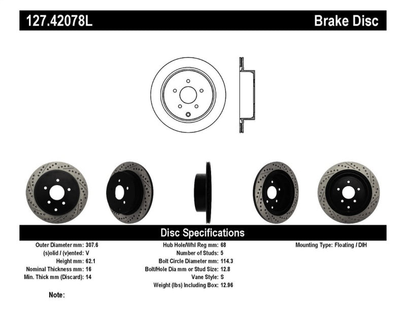 StopTech Slotted & Drilled Sport Brake Rotor (view 4)
