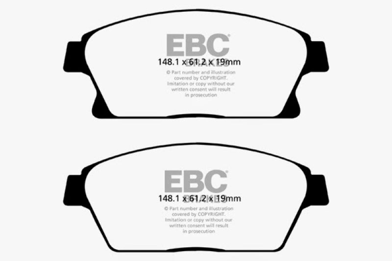 EBC 13+ Buick Encore 1.4 Turbo Yellowstuff Front Brake Pads (view 4)