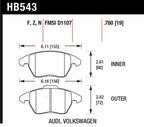 Hawk 2006-2009 Audi A3 TFSIi Quattro 2.0 HPS 5.0 Front Brake Pads (view 2)