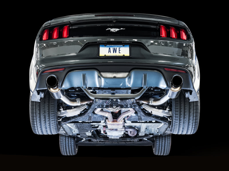 AWE Tuning S550 Mustang EcoBoost Axle-Back Exhaust - Touring Edition (Diamond Black Tips) (view 6)