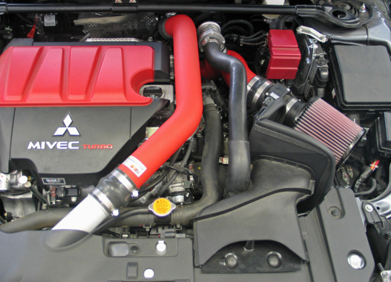 K&N 08-09 Mitsubishi Evo X Wrinkle Red Typhoon Short Ram Intake (view 2)