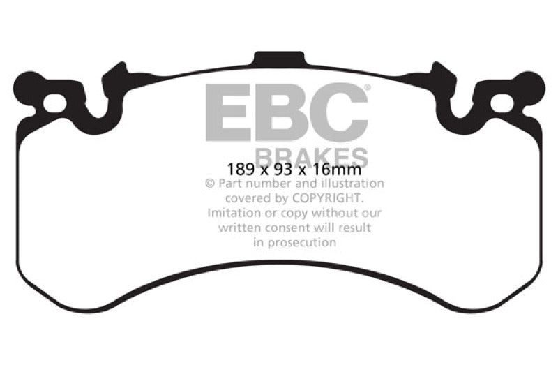 EBC 11+ Audi A8 Quattro 6.3 (Cast Iron Rotors) Redstuff Front Brake Pads (view 5)