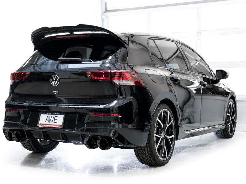 AWE Tuning MK8 Volkswagen Golf R 3in Touring Edition Quad Exhaust - Diamond Black Tips (view 9)