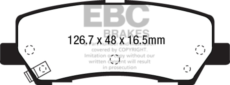 EBC 15+ Ford Mustang 2.3 Turbo Redstuff Rear Brake Pads (view 3)