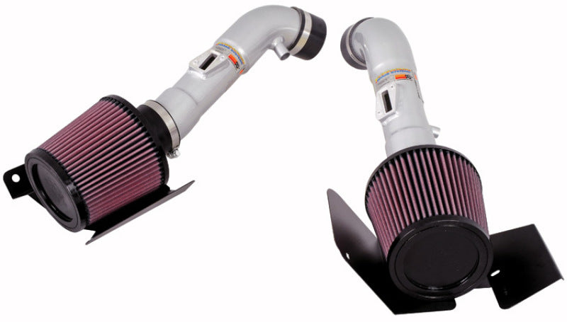 K&N 07-08 350z Dual Silver Typhoon Short Ram Intake Main image