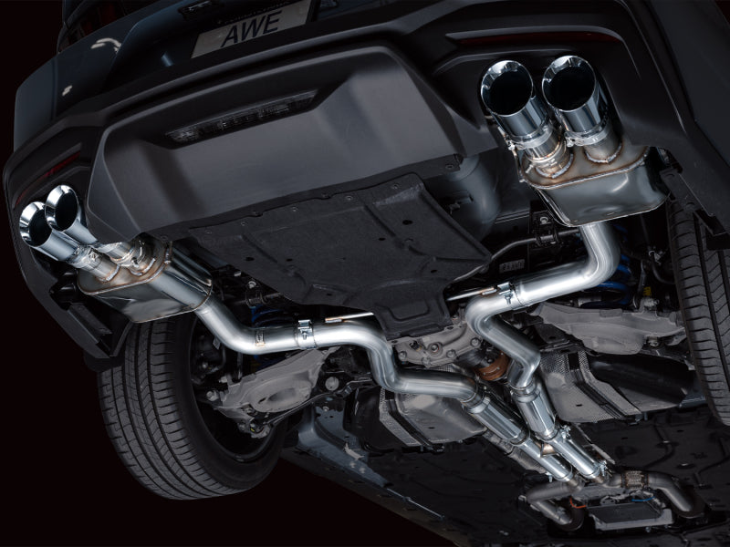 AWE 2024 Ford Mustang GT Fastback S650 RWD SwitchPath Cat-Back Exhaust w/ Quad Chrome Silver Tips (view 12)
