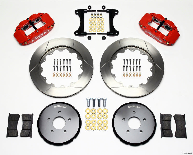 Wilwood Narrow Superlite 6R Front Hat Kit 14.00in Red Nissan 370Z/Fiti G37 Main image
