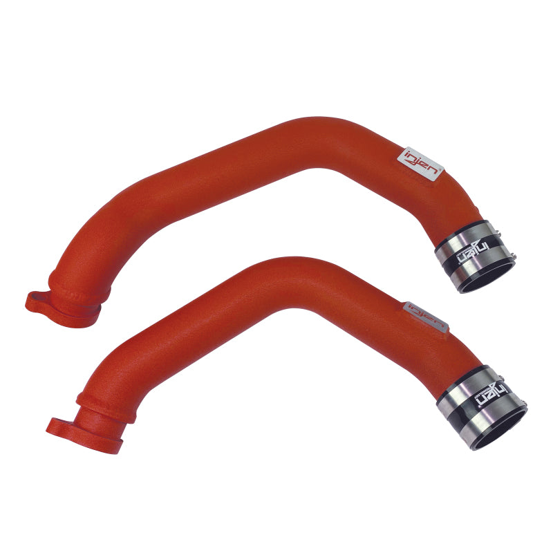 Injen 15-16 BMW M3(F80)/M4 (F82/83) 3.0L L6 Twin Turbo 2PC Aluminum Int. Charge Pipe - Wrinkle Red Main image