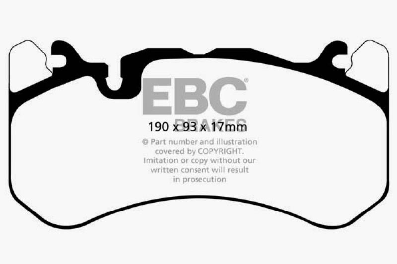 EBC 13-14 Audi RS7 4.0TT (w/Cast Iron Rotors & Trapezoid Weights) Bluestuff Front Brake Pads (view 2)