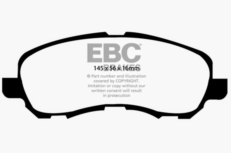 EBC 11-14 Chrysler 200 2.4 Yellowstuff Front Brake Pads (view 5)
