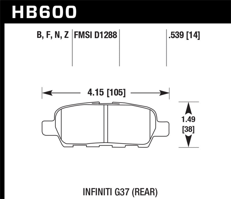 Hawk Infiniti G35 Sport/G37 / 08-10 Nissan Rogue / 07-09 Sentra SE-R / 10 Sentra SE-R M/T HPS Street (view 2)