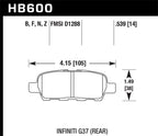 Hawk Infiniti G35 Sport/G37 / 08-10 Nissan Rogue / 07-09 Sentra SE-R / 10 Sentra SE-R M/T HPS Street (view 2)