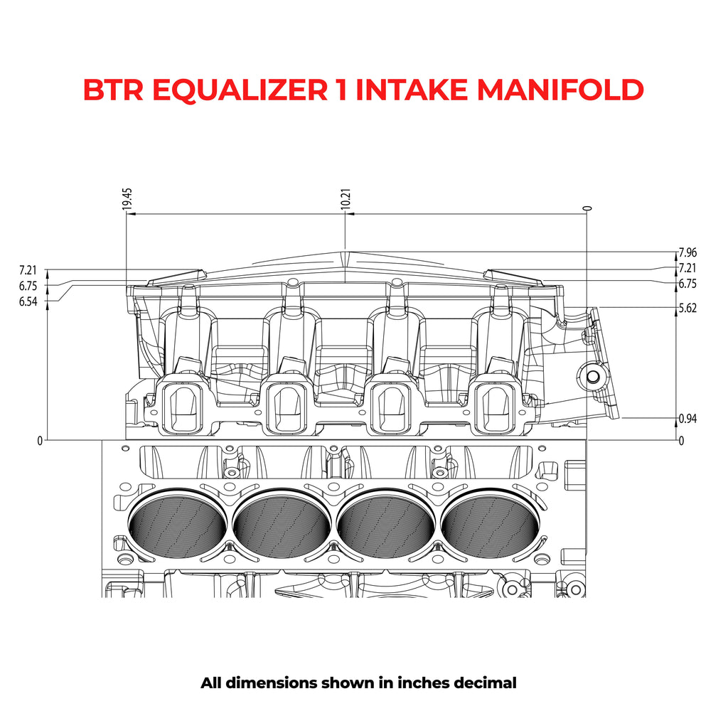 BTR EQUALIZER 1 INTAKE MANIFOLD - CATHEDRAL PORT - BLACK POWDER COAT - IMA-01-BLK