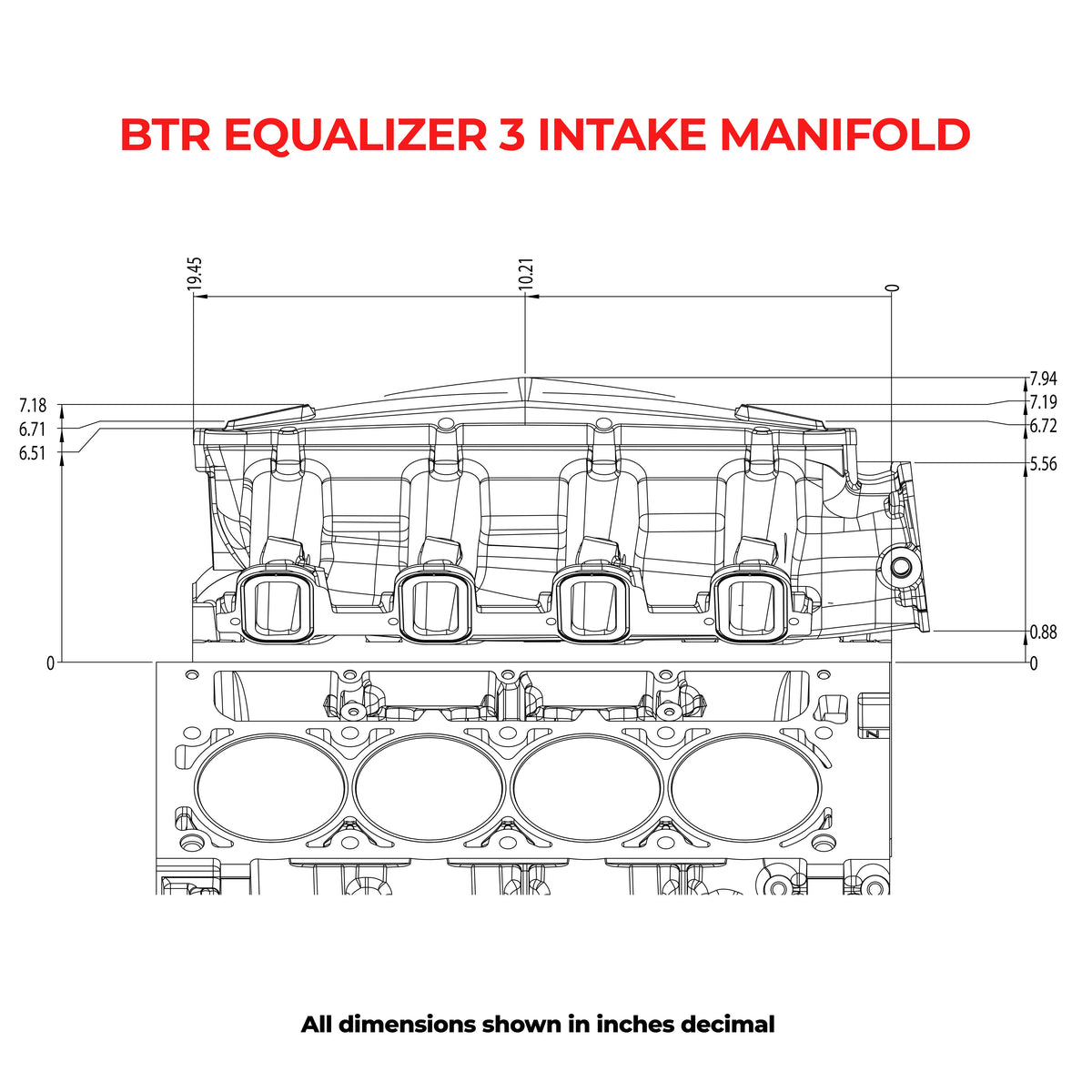 BTR EQUALIZER 3 INTAKE MANIFOLD - SQUARE PORT - IMA-03